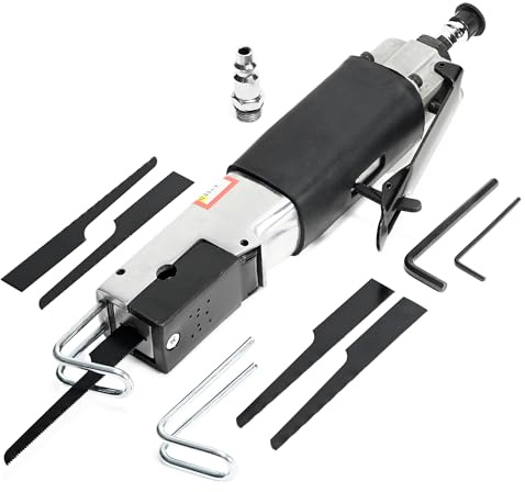 Air Reciprocating Saw Kit, Pneumatic Metal Cutting Saw Tools with 6pcs 24T 32T Blades, Handheld Power Metal Saw, Heavy Duty Aluminum Alloy Saber Saw