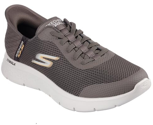 Skechers - Zapatillas Flexibles sin Cordones para Hombre, Calzado fácil sin Manos, para Caminar, Marrón, 44 EU