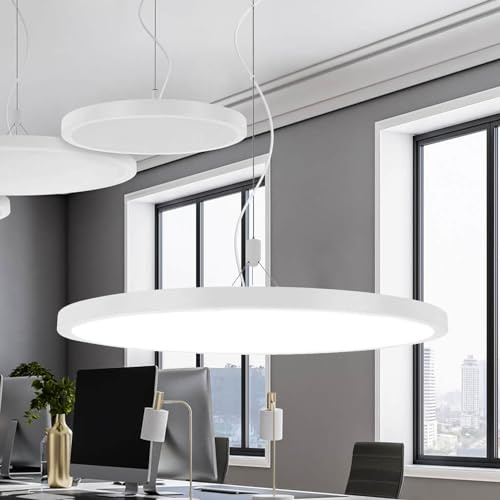 LED Deckenleuchte rundes Panel 60 cm, RGB+CCT 2700–6500 K, 32 W, bis 4600 lm, dimmbar, Deckenlampe mit Fernbedienung & App, höhenverstellbare Pendelleuchte, kompatibel mit Alexa/Google
