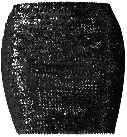 Paillettenröcke Damen Minirock Bodycon Bleistiftrock Dehnbare Glitzer Röcke Hohe Taille Basic Mini Vintage Rock Kurzer Freizeitrock Hüftrock für Party Club Cocktail Kleid Performance Kostüm