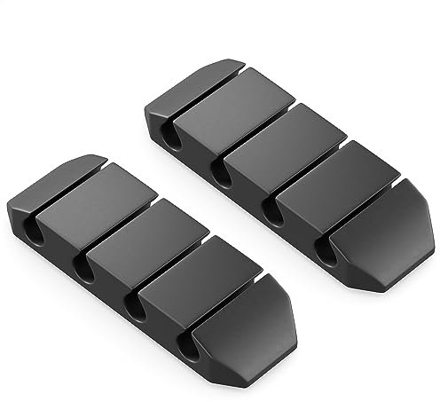 deleyCON Confezione da 2 Fermacavi Guidacavi Autoadesiva Organizer per Fissaggio Cavi Fermacavi Fissaggio Cavi Gestione Cavi Fermacavi - per 4 Cavi - Ufficio Scrivania Auto Sala Hobby Nero