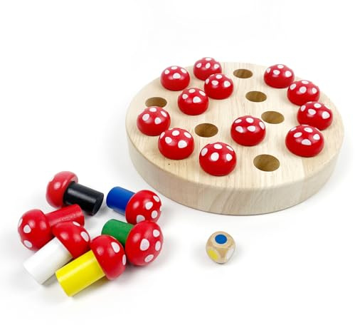 Varjehaha montessori -leksaker från 4 år, minnes schackutbildningsleksaker, minnesspel, förbättrar minne och färguppfattning, födelsedagspresenter för flickor och pojkar (svamp)