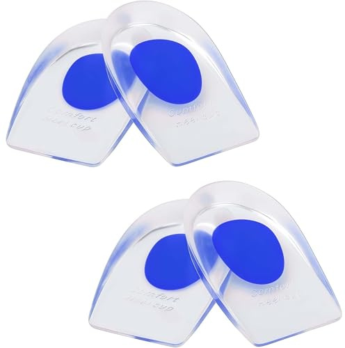 2 Pair Silicone Gel Heel Cups Heel Cushion Pads for Plantar Fasciitis Medical Grade Shoe Inserts,Silica Orthotic Gel Pads Cushions Insole for Bone Spurs Pain Relief Sore Pain and Foot Care