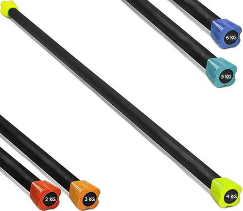 G5 HT SPORT Body Bar Professionale Barra con Peso da 2 a 6 kg Bilanciere per Allenamento Aerobico, Yoga, Pilates | Home Gym e Palestra (4 kg (Giallo))