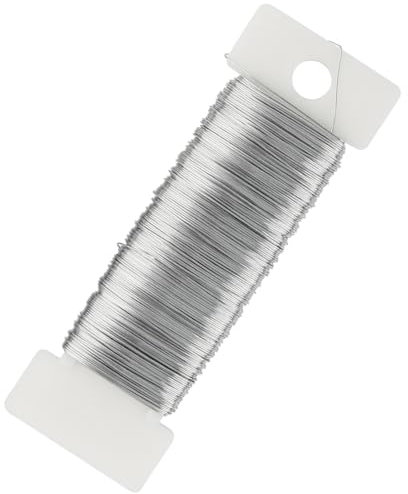 FOMGIIN Schmuck-Häkeldraht Ø 0,4 mm, 50m Silberdraht Basteldraht Silber Blumendraht Draht zum Dekorieren Basteln DIY Schmuckdraht Weich Handwerk für Blumenstrauß Stängelwickel Schmuckherstellung