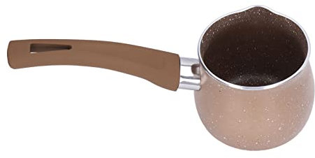 Small Saucepan,Non Stick Milk Pan,8cm Dia Single Handle Milk Pan with Pouring Lip,Long Handle Cooking Pot for Warming Milk Coffee Butter Chocolate,Dishwasher Safe(Coffee)
