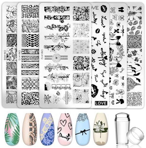 Sello de Plantilla de Uñas,Paquete de 6 Sellos para Uñas, Sellos para Uñas, Plantillas, Sellos para Estampado Artístico, para Manicura, Impresión de Imágenes DIY