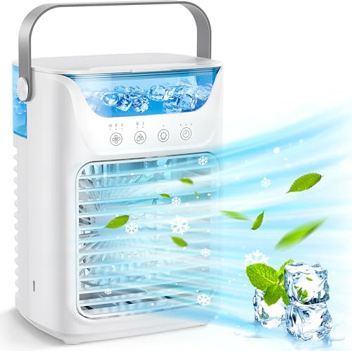 Mobile Klimageräte 3 in 1 Mini Ventilator mit Kühlen Nebel USB-Tischventilator 3 Geschwindigkeiten Mini Luftkühler Tragbarer Ventilator für Zuhause Büro Schlafzimmer Camping