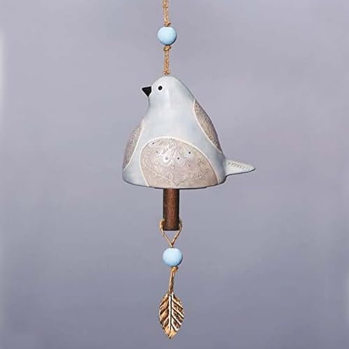 RZXBB Bird Song Bell Courtyard Decoration,Vogelgesang Glocke, Rustikales Windspiel Garten,3D Vogel Windspiel,HäNgendes Rustikales, AnhäNger Metallrohrglocke TüRglocke AnhäNger (Weiß,Farbe)