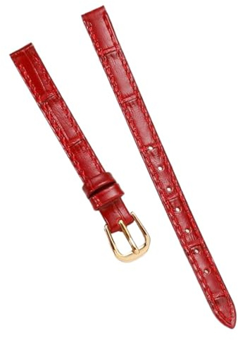 Chlikeyi Armband 8mm 10mm Echtleder für kleine Damen-Uhrenkette, rotes Gold, 10-8mm