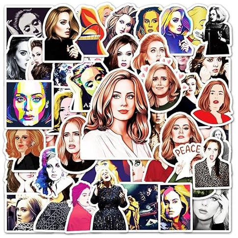 Adele Singer Vinyl Decal Stickers - Set of 50 Die-Cut - Suitable for Laptops, Phones, Cases, Walls, Luggage, Books, and Water Bottles