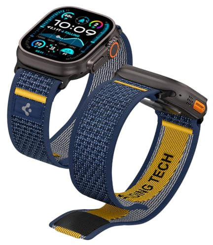 Spigen Athlex Air armband designat för Apple Watch Ultra 3/2/1 49mm, Series 11/10 46mm, Series 9/8/7/SE 45mm, 44mm tygarmband - Aktiv Marinblå