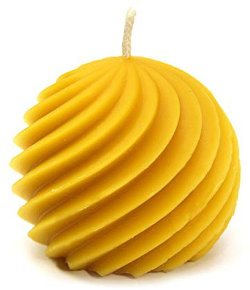 Bienenwachskerze mit Spirale als Kugel, Tischkerze 6,5 x 5,5 cm 100% Bienenwachs aus BIO Imkerei, Stumpenkerze