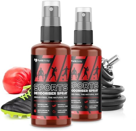 Sports Deodorizer Spray Twin Set (2 x 200ml) Odor Eliminator for Shoes, Boots & Gear | Antibacterial & Antifungal for Smelly Feet | Freshens Football Boots, Sneakers, Gym Bags & Gloves | Peppermint