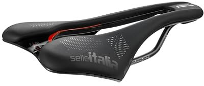 Selle Italia SLR Boost KC TM Superflow - Sella Bicicletta con Design Classico SLR, Sella Bici da Strada Comoda in Telaio Manganese e Foro Superflow - Taglia S3, Nero/Rosso