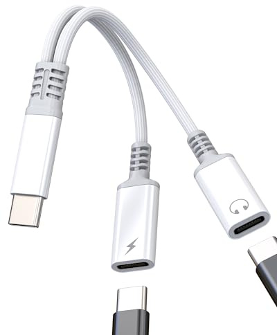 USB C Adaptador Tipo C Auriculares Cargador Cable Conector(2en1)para iPhone 16 15 DAC Audio Compatible Con Samsung para Apple Microfono Adapter para iPad Headphone Auxiliar Coche Dongle Android Puerto
