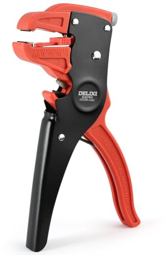 flintronic Pinza Spelafili Automatica, Pinza Spelacavi Frontale Autoregolabile, Spelafili Elettricista 2 in 1, per Spelatura e Taglio di Cavi da 0,2-8 mm², per Lavori Precisione, Nero e Rosso
