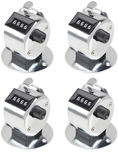 Tallies Counter 4-stelliger Clicker-Zähler aus Metall, Handzähler, Klicker, Spielfeldzähler, zum Zählen von Stricken, Coaching
