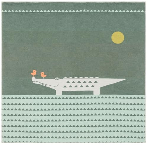David Fussenegger Krabbeldecke gefüttert Juwel 'Krokodil' 120 x 120 cm Tannengrün