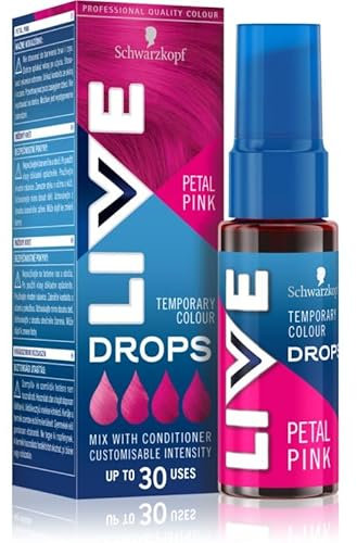 Schwarzkopf LIVE Drops Petal Pink Temporary Hair Color Up To 30 Uses, Pack of 1, 30 ml