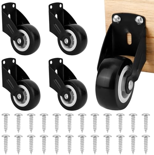 Tinoaly 4pcs 2 Gate Wheels with 24 Screws, Anti-Sag Door Bottom Support Gate Directional Caster Trolley Wheels Anti-Friction Swivel Rolling Casters for Wooden Doors & Furniture Fence