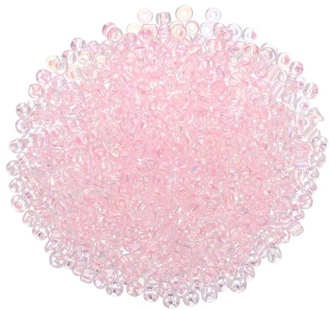 QUARKZMAN 2 000 stycken glaspärlor att trä upp, 4 mm pärlor för gör-det-själv-armband, mini-lösa glas, små pärlset för gör-det-själv-örhängen, halsband, armband, smyckestillverkning, ljusrosa