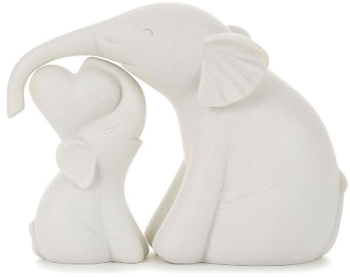 Kityemo 2er Set Keramik Elefanten Deko Figuren - Elefant Statue in Weiß, Tierfigur Geschenk für Frauen & Mütter, Wohnzimmer, Büro, Bücherregal oder Schlafzimmer Dekoration