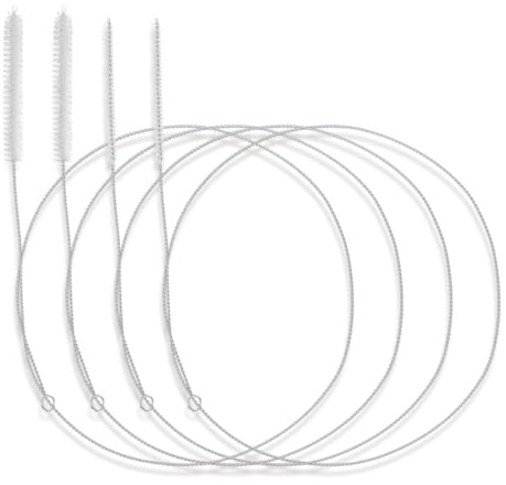 Durlo 4 pezzi Spazzola per la pulizia delle cannucce extra lunga, 100 cm/39,4 pollici con punta in setola, pulizia di tubi lunghi, tubi flessibili, frigoriferi, scarichi, laboratori(bianco)