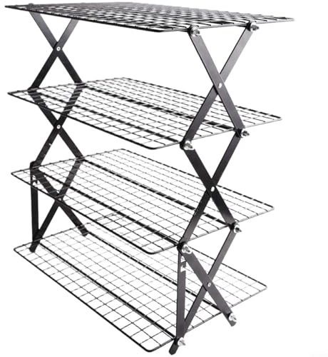 HavenDomicile 2/3/4-stöckiges faltbares Kühlgitter zum Backen, zusammenklappbar, stapelbar, Bratgitter, Eisen-Regale für Kekse, Kuchen, Muffins, Brot (vierschichtig)
