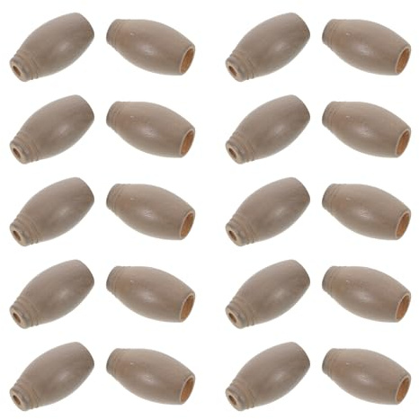 LIFKOME 20pcs Solid Wood Curtain Pull Rope Cover Blinds Drapery Hardware Replacement Parts Curtain End Stopper Blind Cord Pull Cord Knobs Tassels Dark Grey