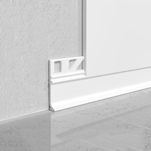 8 Pcs Aluminium Baseboard Trim, 30/40/50/60/70/80mm Height × 125cm Length Metal Floor Skirting Board, for Bathroom, Kitchen Cabinets(Elegant White,50mm)