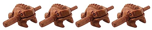 ISTOVO 4X Carved Croaking Wood Percussion Musical Sound Wood Frog Tone Block Toy