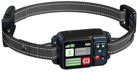 Kabelloses Hundezaunsystem mit GPS-Halsband kreisförmiger Grenze für sicheren Außenbereich bis 2000 Meter Reichweite (Black, 22x10x5cm)