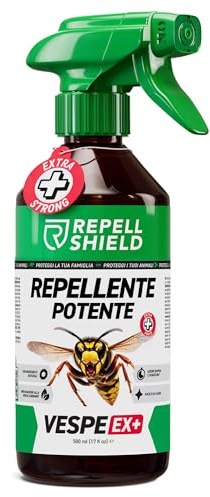 RepellShield Spray Vespe e Calabroni ad Azione Rapida -500ml- Non Macchia - Repellente Vespe da Esterno e Interno - Non Tossico, Sicuro per Bambini - Ideale per Balconi e Giardini