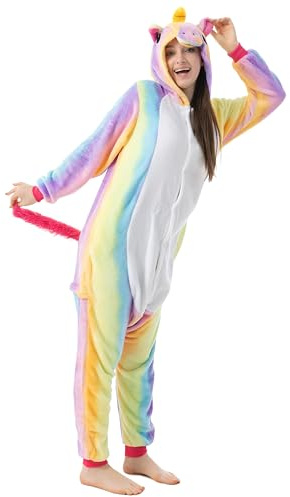 Katara Flauschige Einhorn Kostüme Onesies Kigurumis für 150-185cm Körpergröße (Erwachesene, Damen, Herrenfü)
