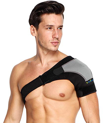 Tutore Spalla Sinistra per Uomini e Donne – Regolabile, Comodo e Leggero, Fascia Spalla Ideale per Dolori, Stiramenti e Maggiore Stabilità, Taglia Unica (Sinistra)