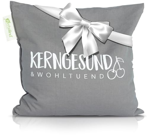 NEU - HERBALIND Kirschkernkissen Kirschkern-Füllung - Wärmekissen Kerngesund in grau - Bezug aus 100% Baumwolle - Größe 24 x 25 cm