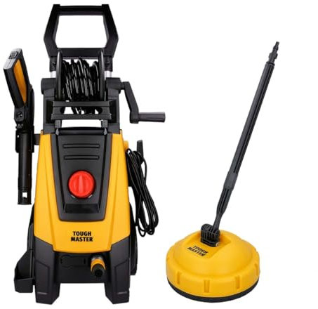 TOUGH MASTER Pressure Washer 160 Bar 2000W Flow Rate 450 L/H with Patio Cleaner Turbo Nozzle Auto Stop System 6M Hose High Compact Portable Jet Washer For Car Patio Garden Furniture