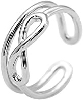 LCDIUDIU Ringe Frauen,S925 Sterling Silber Ring Für Frauen Doppel Hohl Unendlich Verstellbar Open Knuckle Tail Ring Finger Joint Schmuck Für Dame Mädchen Hochzeit Valentinstagsgeschenk