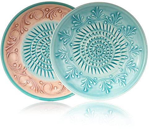 GLORIFY HOME Reibe Teller Keramikreibe Doppelpack Torrent für Knoblauch Ingwer Apfel Parmesan Schokolade Rohkost und mehr, mit Reibeteller in 2 Designs