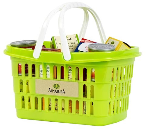 Theo Klein Alnatura Einkaufskorb I Gefüllt mit Schachteln und Dosen für den Kaufladen I Spielzeug für Kinder ab 2 Jahren