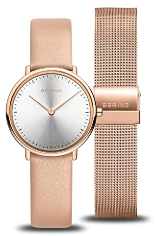 BERING Damen Uhr analog Quarz mit Kalbsleder-Armband 15729-960