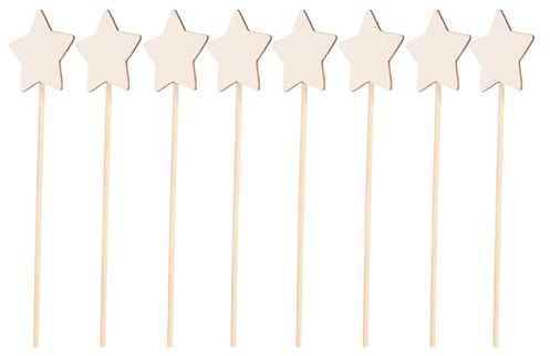 STOBOK Prinzessin Fairy Zauberstab Stick: 8Pcs Unvollendete Hölzerne DIY Crafts Star Magical Zauberstab für Mädchen Kunstshow Cosplay Kostümparty Party