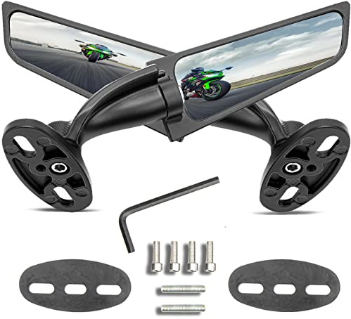 2025 Latest Motorcycle Wing Mirrors Compatible with GSXR 600 750 1000 | CBR300R CBR500R CBR600RR CBR1000RR EX250 EX300 EX400 EX650 ZX6R ZX10R - Adjustable Low Profile & Convex Design - 2 Pack