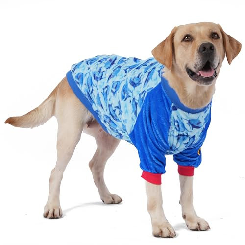 LovinPet Hundepullover Windhund: verbesserte leichte Flanell-Hunde-Winterbekleidung, hautfreundlicher Stoff, Sea Shark Action Prints Hundekleidung für kleine Hunderassen für Herbst und Winter,
