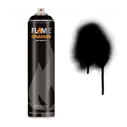 Molotow Flame Orange Spray Paint - 600ml Matt Acrylic Based Action Paint Can (Thick Black FO-901)