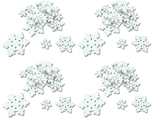 Holz Deko-Accessoires Schneeflocken weiß 4 Pakete - 80 Stück 3, 5 und 7cm Streudeko Basteln