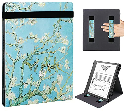 WALNEW Flip Case for 10.2-inch Kindle Scribe 2024/2022 Released, Two Hand Straps and Vertical Multi-Viewing Stand Cover with Pen Holder and Auto Wake/Sleep for 10.2” Amazon Kindle Scribe E-Reader