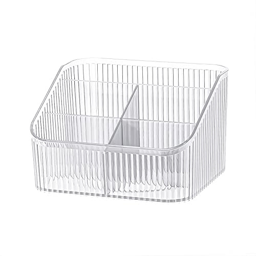 DASITON Make up Organizer,Kosmetik Organizer mit 5 Fächern,Acryl Kosmetik Aufbewahrung mit Großer Kapazität,Schminktisch Organizer für Pinsel,Eyeliners,Lippenstift und Skincare(Transparent L)