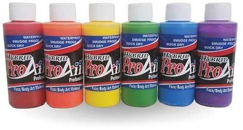 ProAiir Face and Body Painting Makeup - 6 Vibrant Colors - 2.1 oz (60ml)